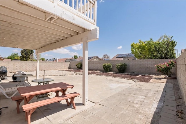 view of patio / terrace featuring a fenced backyard