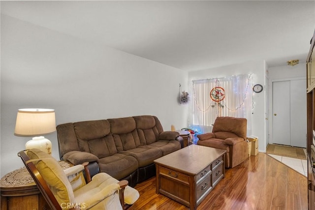 living room with wood finished floors