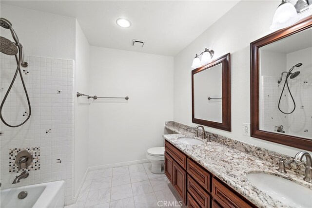 25122 Black Horse Ln, Laguna Hills, CA 92653 - bathroom with a sink, toilet, bathtub / shower combination, and visible vents