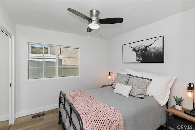 33935 Violet Lantern St, Dana Point, CA 92629 - bedroom with ceiling fan, baseboards, visible vents, and wood finished floors
