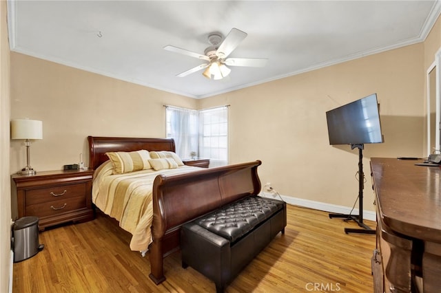 14948 Flomar Dr, Whittier, CA 90603 - bedroom with crown molding, baseboards, a ceiling fan, and wood finished floors