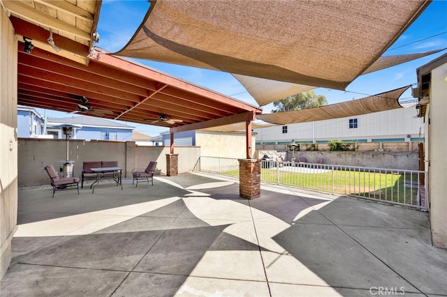 14948 Flomar Dr, Whittier, CA 90603 - view of patio / terrace featuring ceiling fan and fence