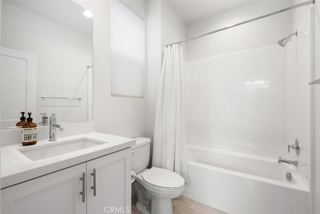 146 Fable, Irvine, CA 92618 - full bath featuring shower / tub combo with curtain, toilet, vanity, and tile patterned flooring