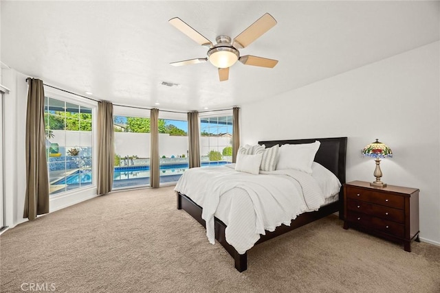 108 N Hacienda Ave, Glendora, CA 91741 - bedroom with access to outside, carpet floors, and ceiling fan