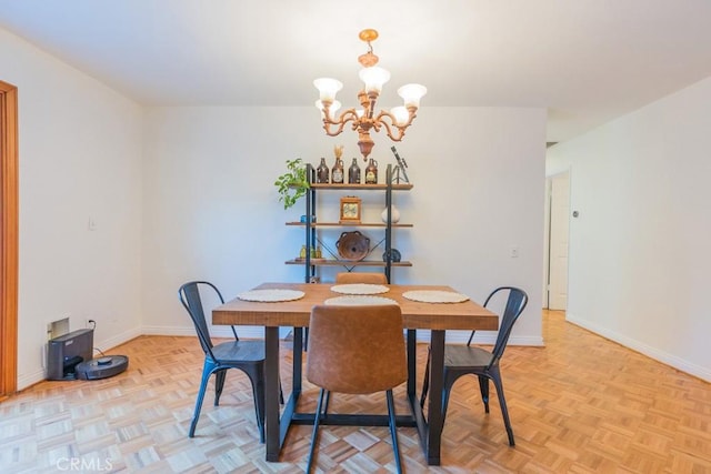 22437 Haynes St, West Hills, CA 91307 - dining area with baseboards and a notable chandelier