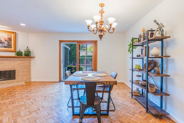 22437 Haynes St, West Hills, CA 91307 - dining area with a chandelier, baseboards, and recessed lighting