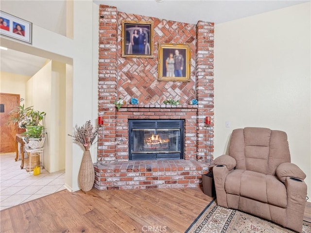 18668 Kamana Rd, Apple Valley, CA 92307 - living area with wood finished floors and a fireplace