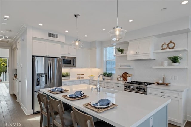 1524 Wollacott St, Redondo Beach, CA 90278 - kitchen with appliances with stainless steel finishes, open shelves, a sink, plenty of natural light, and recessed lighting