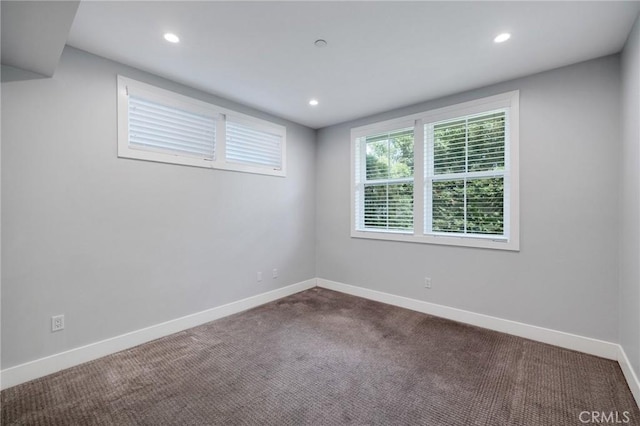 1524 Wollacott St, Redondo Beach, CA 90278 - unfurnished room with baseboards, recessed lighting, and dark colored carpet