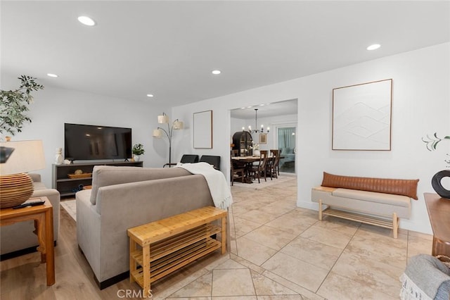 6582 Corrine Cir, Huntington Beach, CA 92647 - living area with recessed lighting and a notable chandelier