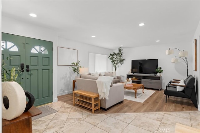 6582 Corrine Cir, Huntington Beach, CA 92647 - living room with recessed lighting and light wood-type flooring