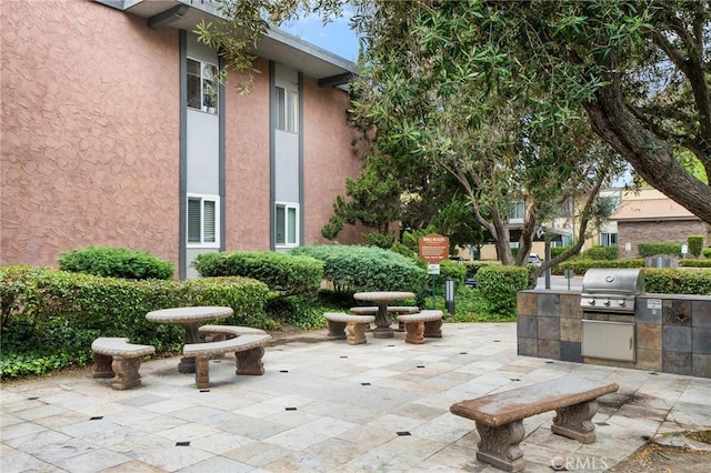 view of community with a patio and area for grilling