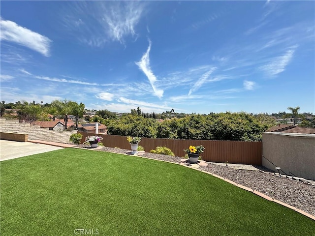 view of yard with a fenced backyard