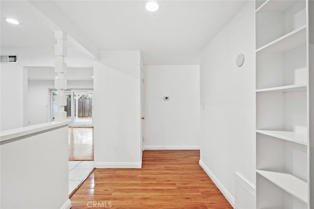 572 E Ghent St, San Dimas, CA 91773 - hall featuring visible vents, recessed lighting, baseboards, and light wood-type flooring