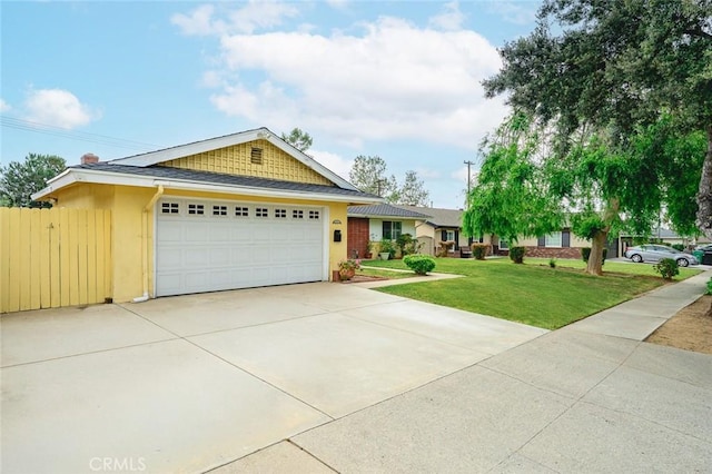 572 E Ghent St, San Dimas, CA 91773 - single story home featuring a garage, fence, a front yard, and concrete driveway