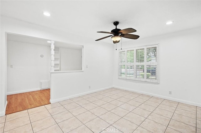 572 E Ghent St, San Dimas, CA 91773 - spare room featuring a ceiling fan, baseboards, recessed lighting, and light tile patterned floors