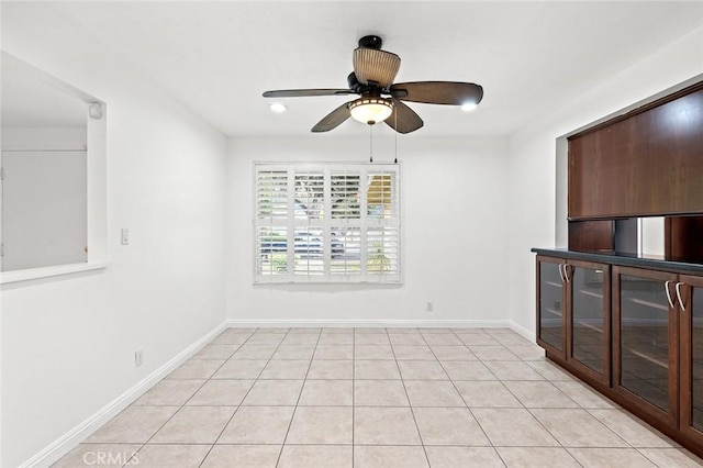 572 E Ghent St, San Dimas, CA 91773 - empty room featuring baseboards, ceiling fan, and light tile patterned floors