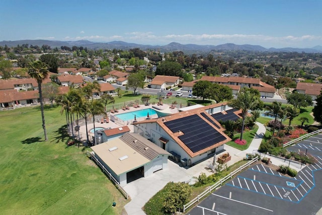1982 Fairlee Dr, Encinitas, CA 92024 - aerial perspective of suburban area with a pool and a mountain backdrop