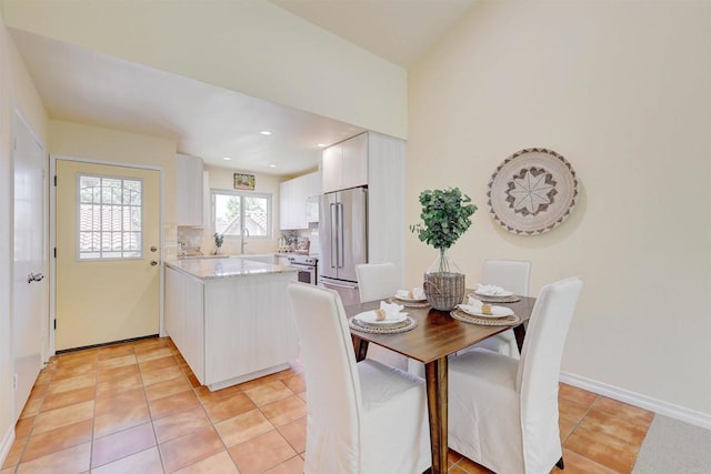1982 Fairlee Dr, Encinitas, CA 92024 - dining room featuring light tile patterned flooring, baseboards, and recessed lighting