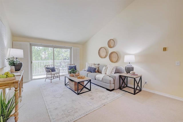 1982 Fairlee Dr, Encinitas, CA 92024 - living room with carpet floors, lofted ceiling, and baseboards