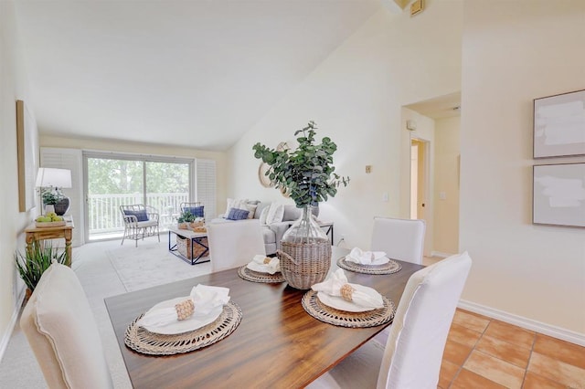 1982 Fairlee Dr, Encinitas, CA 92024 - dining area with high vaulted ceiling and tile patterned floors