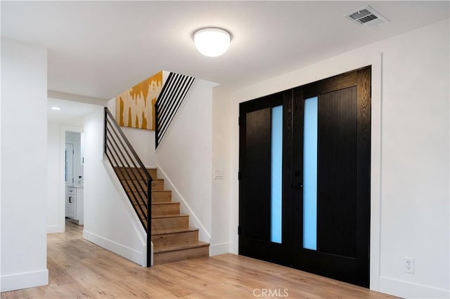 1061 Colby Cir, Thousand Oaks, CA 91362 - foyer entrance with stairway, baseboards, wood finished floors, and recessed lighting