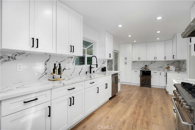 1061 Colby Cir, Thousand Oaks, CA 91362 - kitchen with appliances with stainless steel finishes, a sink, tasteful backsplash, white cabinetry, and recessed lighting