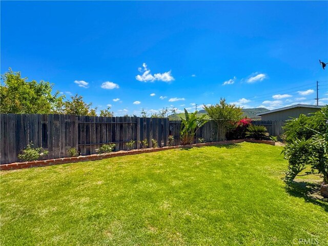view of yard with a fenced backyard
