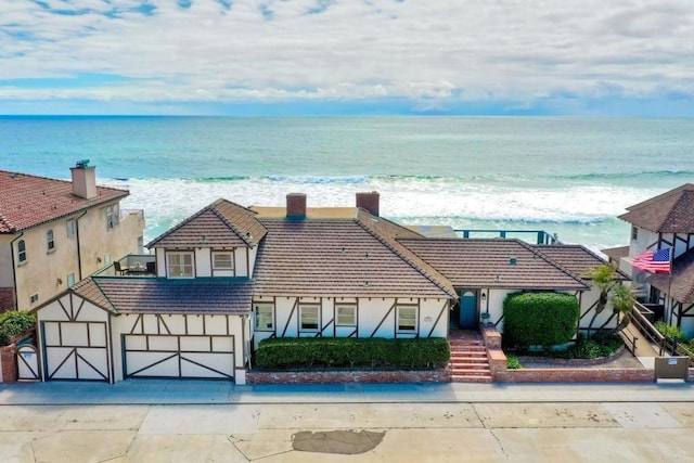 exterior space featuring a view of the beach