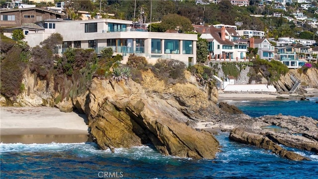 exterior space featuring a water view