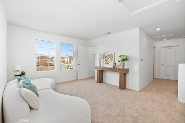 16188 Alamo, Chino, CA 91708 - carpeted living room featuring baseboards, attic access, and recessed lighting