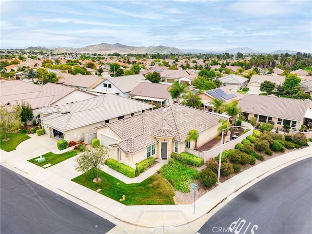 birds eye view of property featuring a residential view and a mountain view