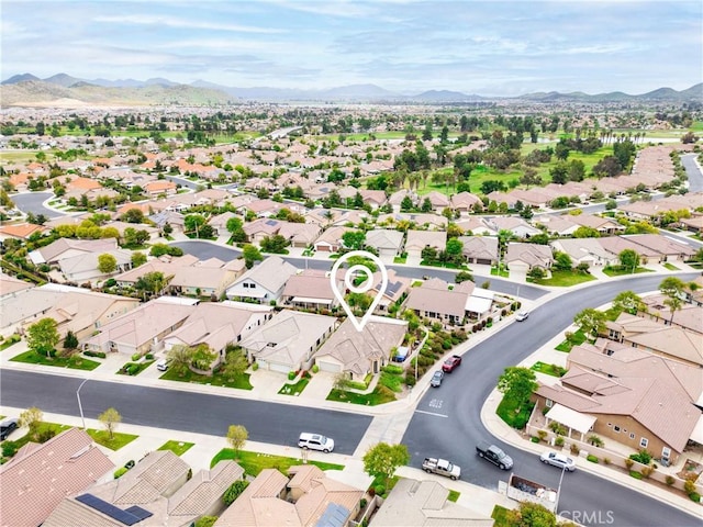 aerial view featuring a residential view and a mountain view
