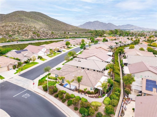aerial view with a residential view and a mountain view