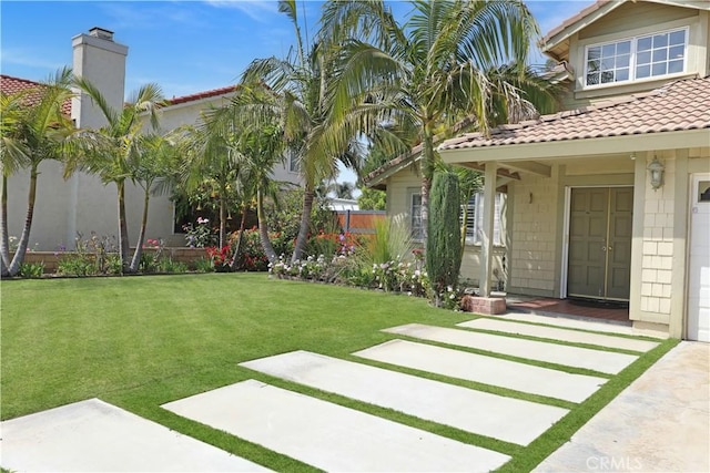 view of yard with fence