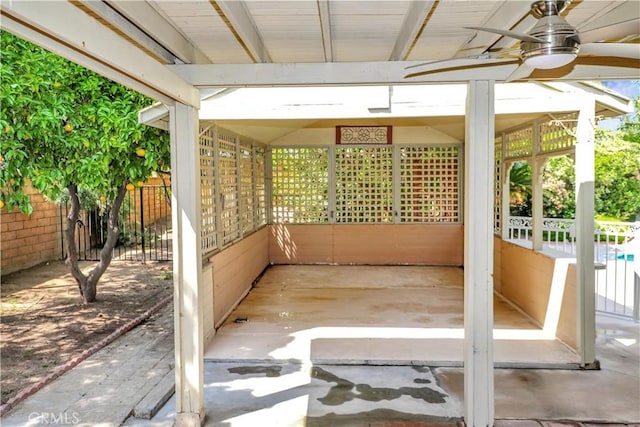 view of patio with ceiling fan