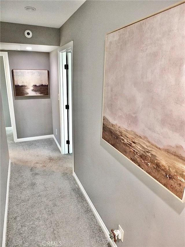 hall featuring baseboards and carpet
