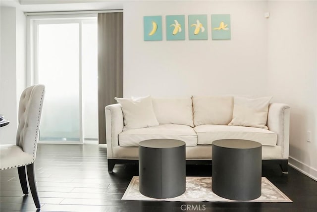 living room featuring baseboards and wood finished floors