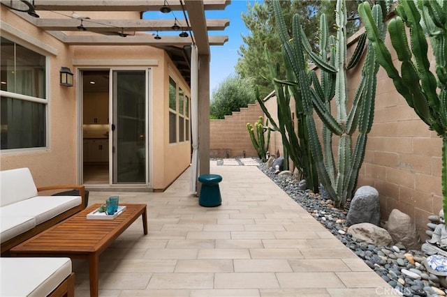 112 Gemstone, Irvine, CA 92620 - view of patio / terrace with fence, ceiling fan, and an outdoor living space
