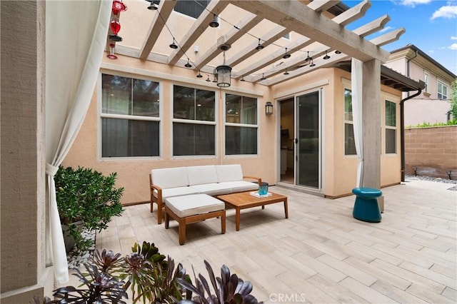 112 Gemstone, Irvine, CA 92620 - view of patio / terrace featuring a pergola, an outdoor living space, and fence