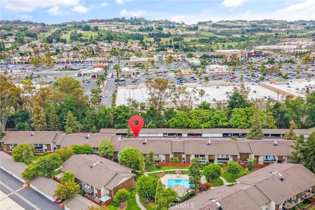 985 S Idaho St Unit 46, La Habra, CA 90631 - aerial perspective of suburban area featuring a pool area