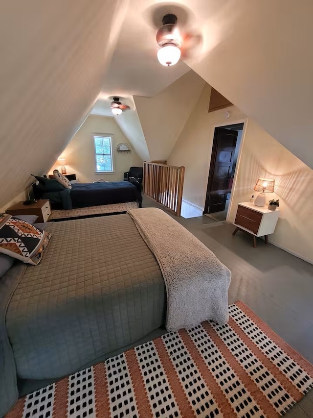 810 Lake Dr, Lake Arrowhead, CA 92352 - bedroom with lofted ceiling and carpet flooring