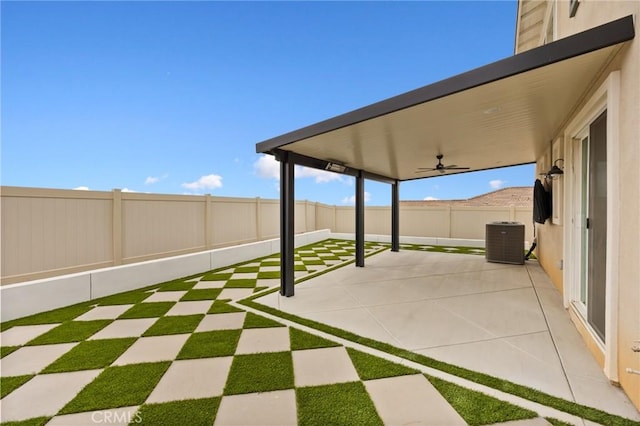 31768 Constellation Dr, Menifee, CA 92586 - view of patio featuring a ceiling fan and cooling unit
