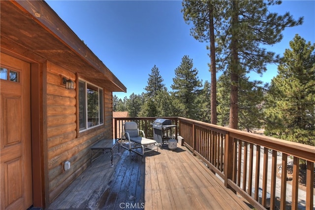 deck with a grill