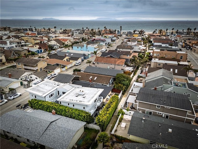 aerial view with a water view and a residential view