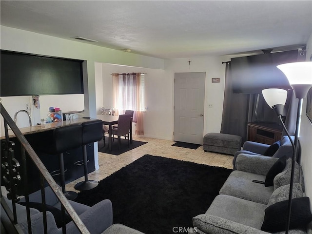 living area with visible vents