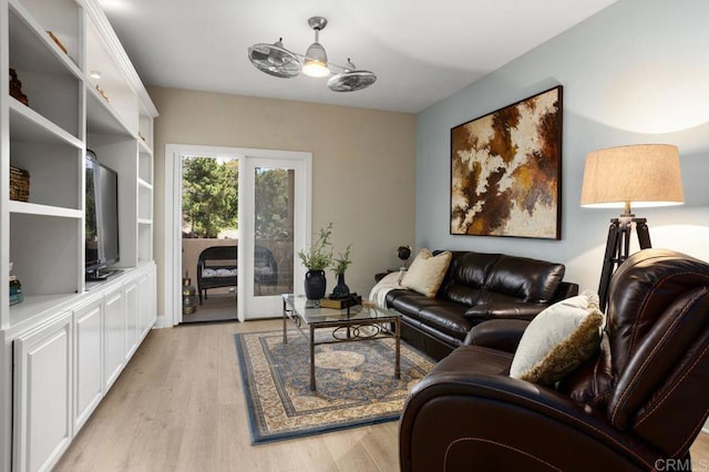 living area featuring light wood-style floors