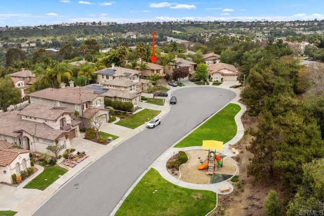 aerial view with a residential view