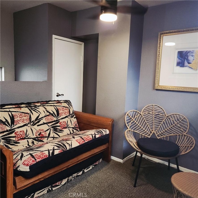 3800 Stocker St Unit 17, View Park, CA 90008 - bedroom with dark carpet, baseboards, and a ceiling fan