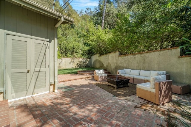 3392 Coy Dr, Sherman Oaks, CA 91423 - fenced backyard with a patio and an outdoor living space with a fire pit